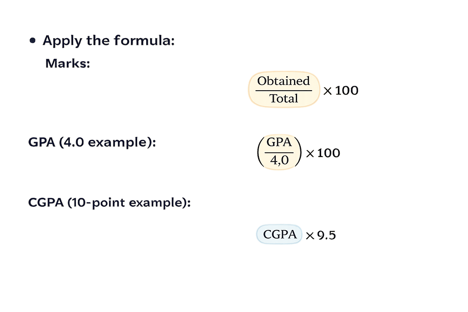 Step by step: Using a grades to percentage calculator